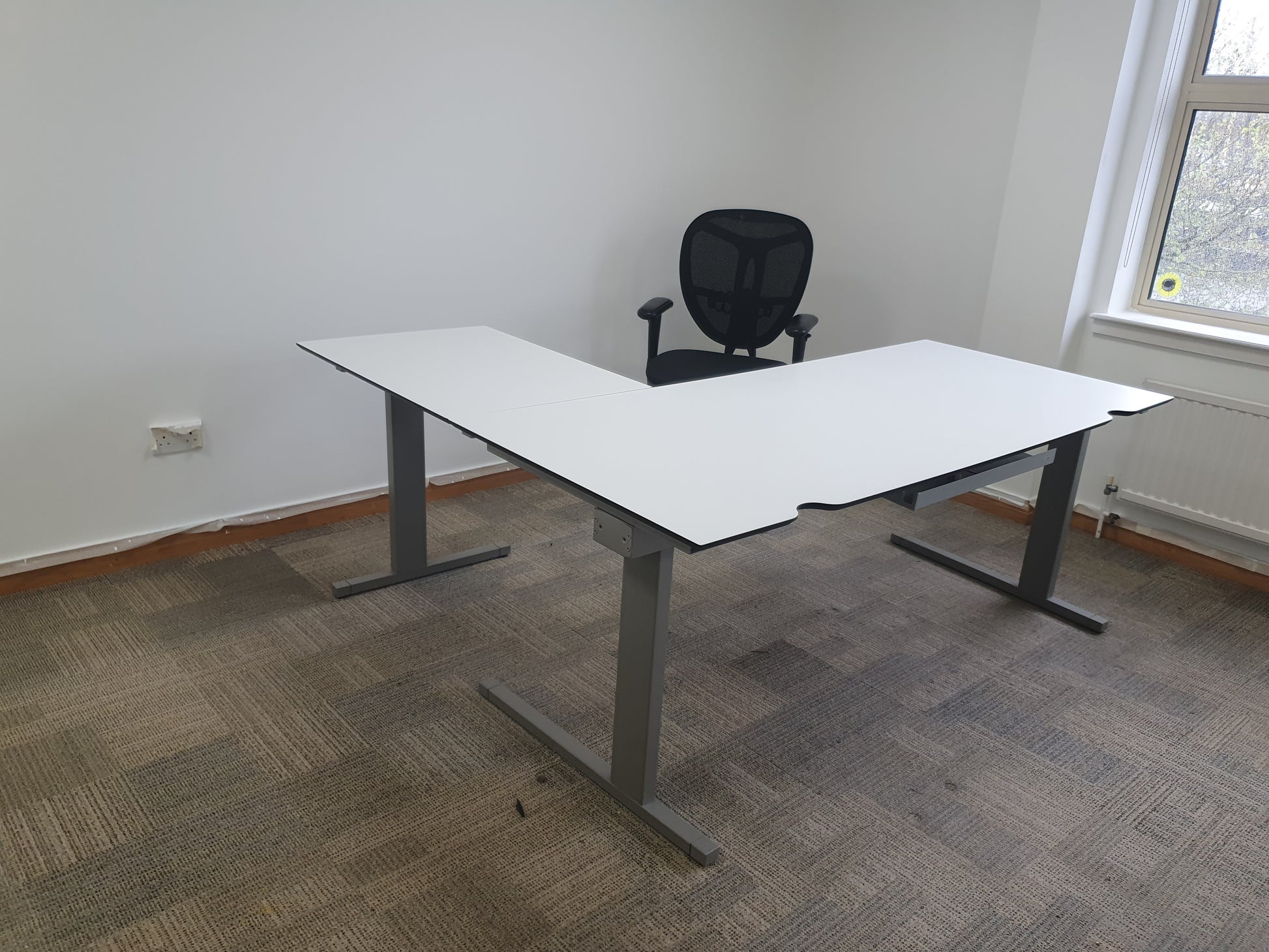 Large white office table with chair