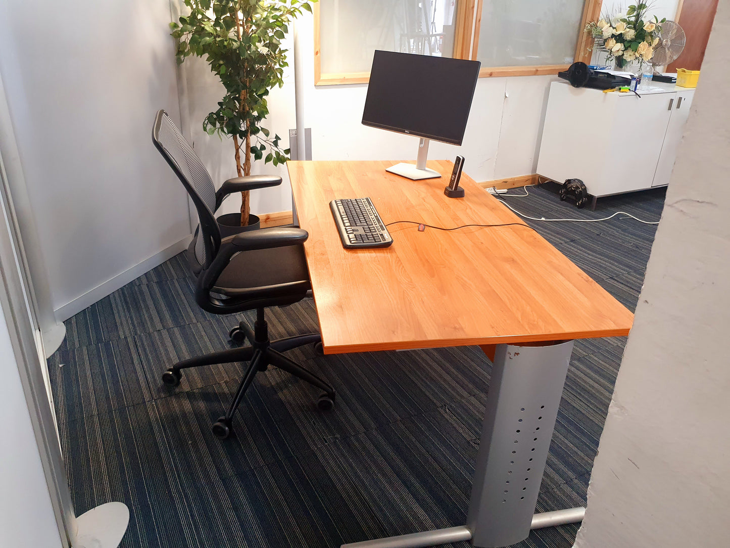 Side of brown home office desk 