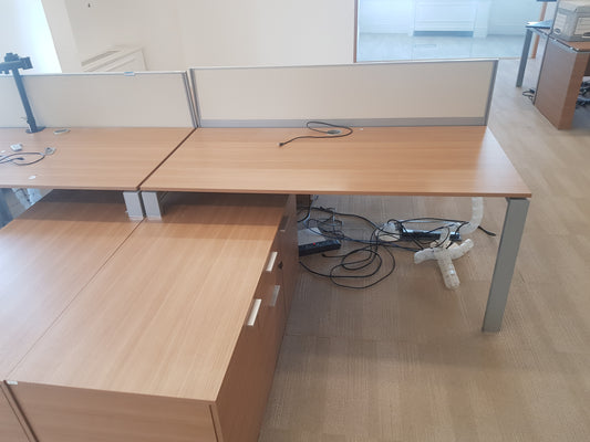 Executive High-Quality 2 person Corner Desk set - with Sideboard Storage
