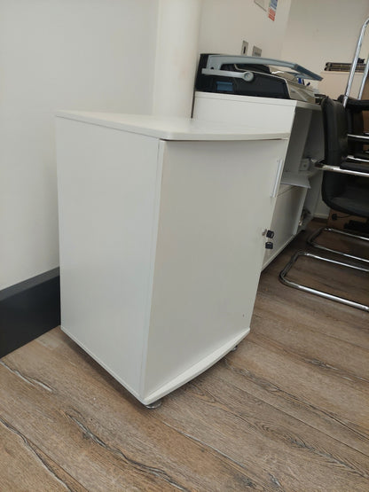 Pre-owned white office storage Single cupboard lockable w50cm d45cm h76cm