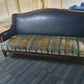 wood leather  studded trim velvet sofa couch