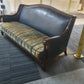 wood leather  studded trim velvet sofa couch