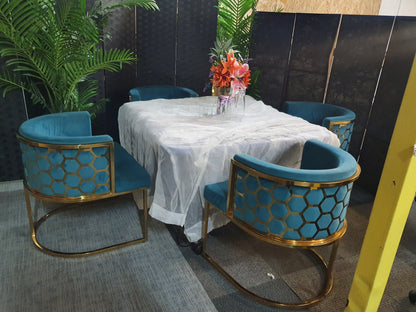 Quality Modern Living Room Accent Chair Hotel Blue Office Tub Chair with Honeycomb Backing