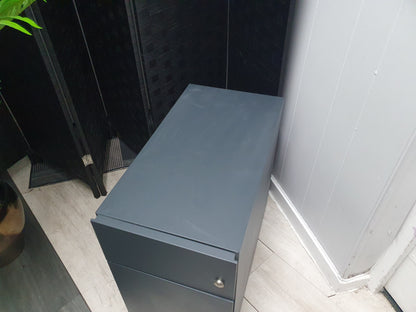 2 drawer slimline narrow office filing cabinet grey under desk drawer pedestal H:49.5cm D:56.5cm W:30cm
