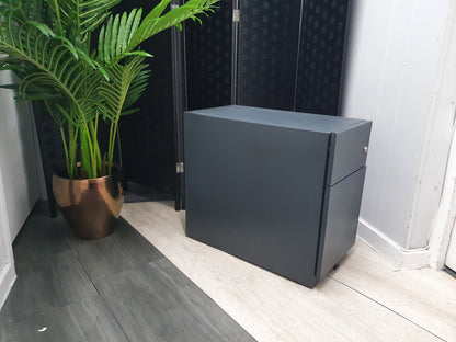 2 drawer slimline narrow office filing cabinet grey under desk drawer pedestal H:49.5cm D:56.5cm W:30cm