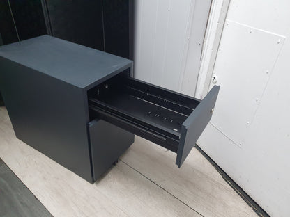 2 drawer slimline narrow office filing cabinet grey under desk drawer pedestal H:49.5cm D:56.5cm W:30cm