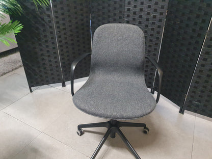 Grey Adjustable office chair, wheeled castors with arms
