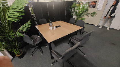 office meeting Boardroom room conference table desk seats six persons 140cm x 140cm