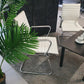 Set of 2 White Chrome Conference Meeting Chair, Ribbed Leather