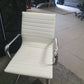 Set of 2 White Chrome Conference Meeting Chair, Ribbed Leather