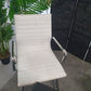 Set of 2 White Chrome Conference Meeting Chair, Ribbed Leather