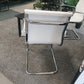 Set of 2 White Chrome Conference Meeting Chair, Ribbed Leather