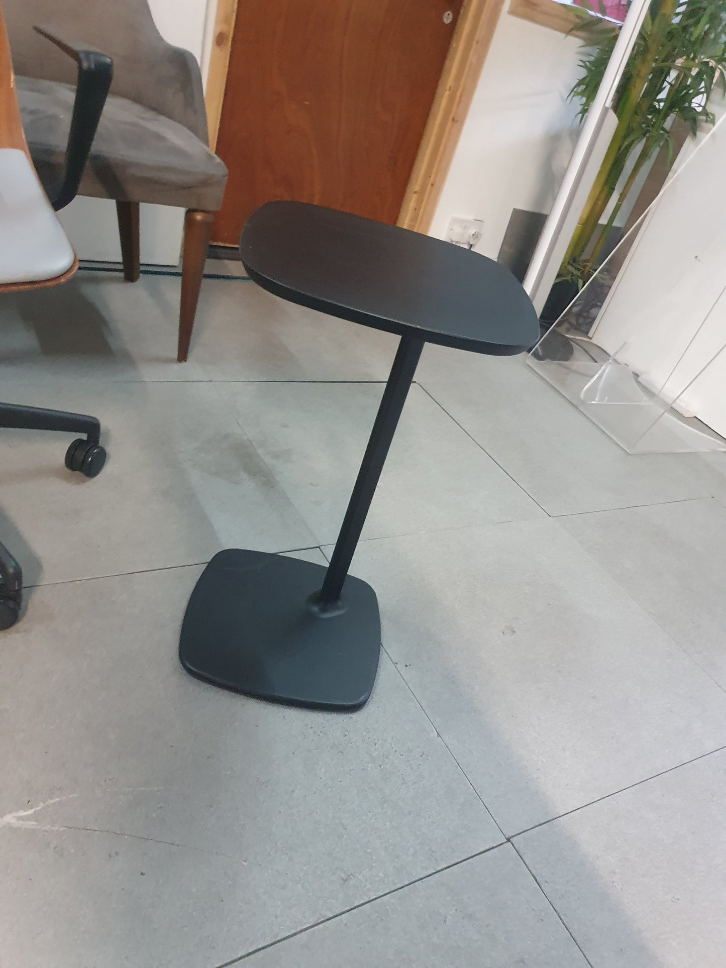 Used  coffee side Allermuir Black plecktrum metal table taller