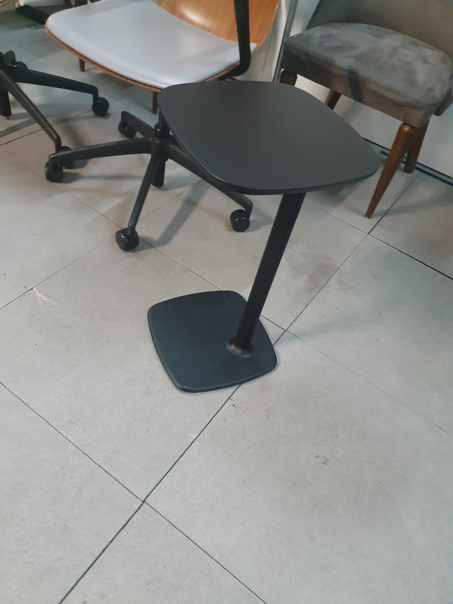 Used  coffee side Allermuir Black plecktrum metal table taller