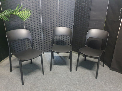 Preowned Chair Black  Plastic Back Adult Dining Meeting Training Stacking