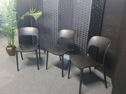 Preowned Chair Black  Plastic Back Adult Dining Meeting Training Stacking