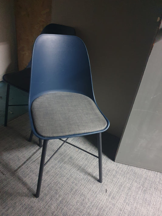 Blue grey contrast dining chair with stick legs