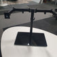 Freestanding Dual Monitor Stand with Sleek Glass Base and Adjustable Arms