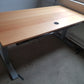 Used Dark beech electric sit stand office desk, height adjustable  160cm x 80cm