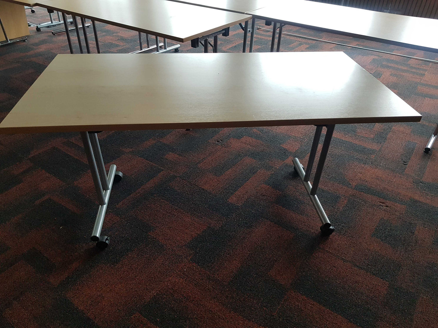 Used Beech Finish Folding Office Table - Computer Workstation Table, 160cm x 80cm