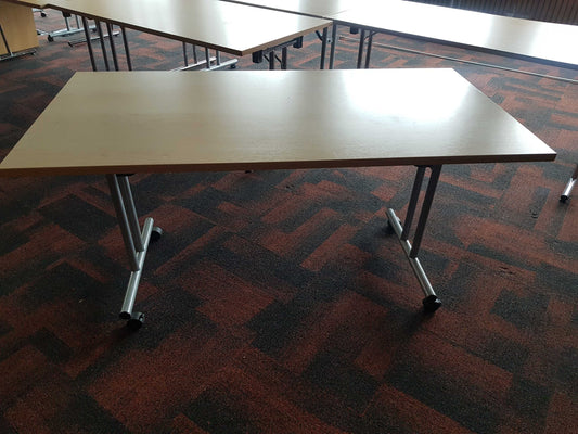 Used Beech Finish Folding Office Table - Computer Workstation Table, 160cm x 80cm