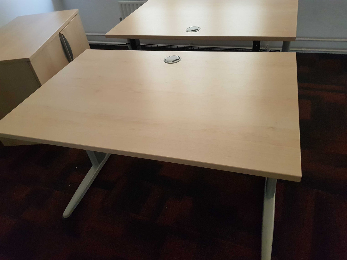 Used desk office single computer rectangle office off white 100cm x 80cm