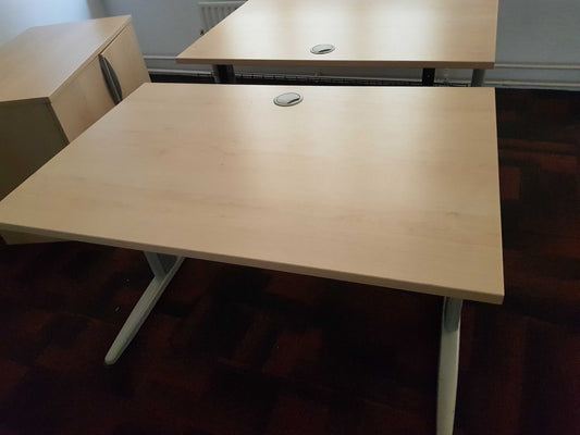 Used desk office single computer rectangle office off white 100cm x 80cm