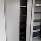 Tall Grey rolling door office cabinet, adjustable shelf tambour unit - H=180cm D=46cm W=92cm