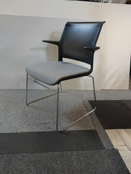 Used Senator Meeting Chair  Fabric Grey Black Stackable