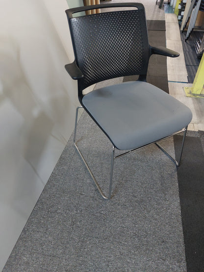 Used Senator Meeting Chair  Fabric Grey Black Stackable