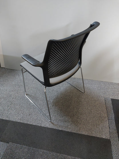 Used Senator Meeting Chair  Fabric Grey Black Stackable