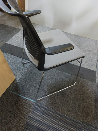 Used Senator Meeting Chair  Fabric Grey Black Stackable