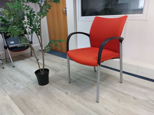 Used Senator Meeting Chair  Fabric Red Stackable