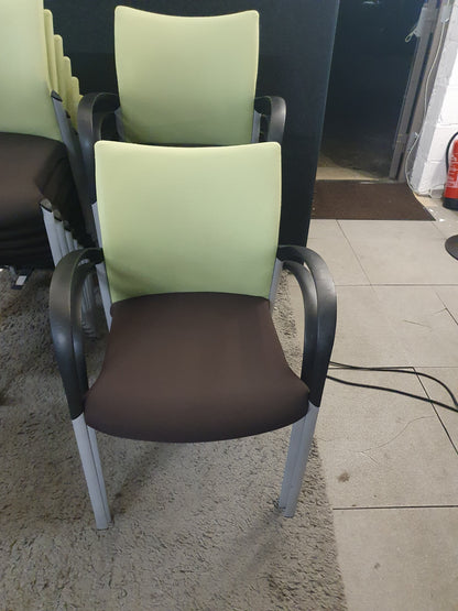 Used Senator Meeting Chair  Fabric Green Black Stackable