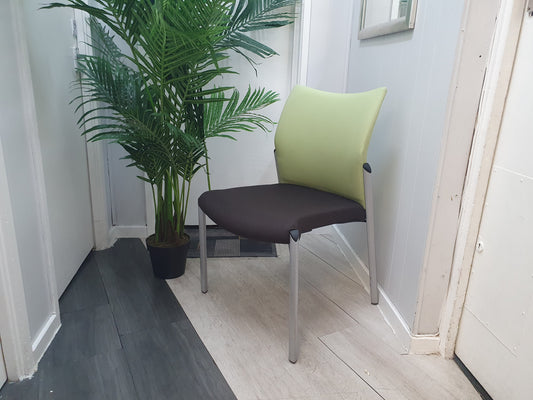 Used Senator Meeting Chair Fabric Green Black Stackable armless