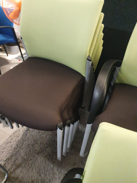 Used Senator Meeting Chair Fabric Green Black Stackable armless