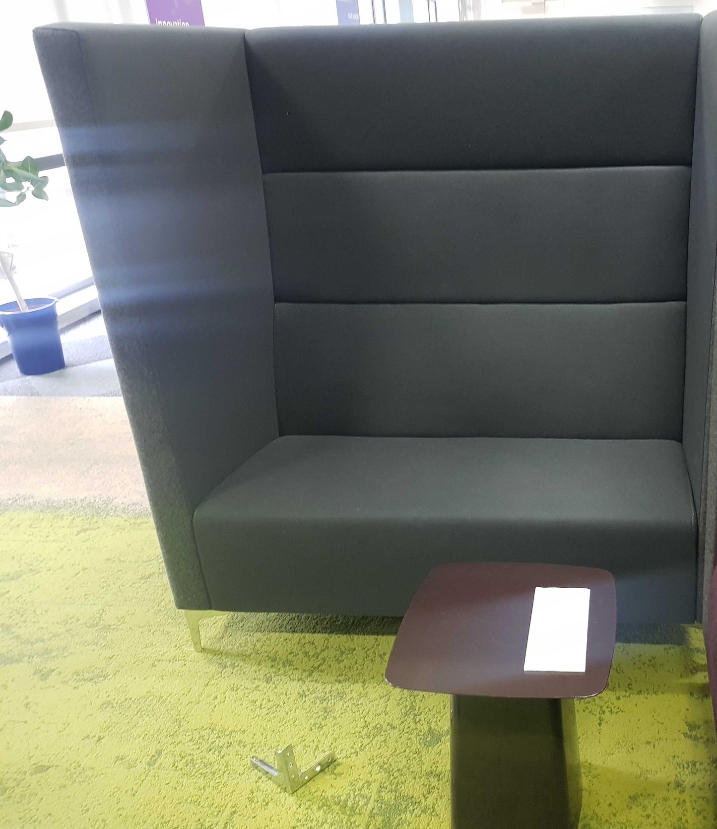 Used High back Sofa Seating Moduar Booth Grey H 150cm x W 140cm x D 84cm