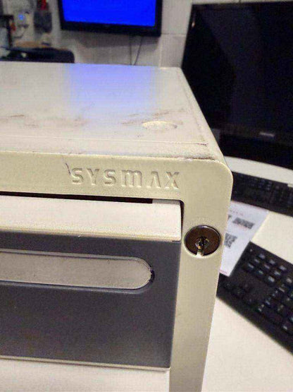 Second hand Sysmax lockable table top 5 drawer grey and white H33cm x W30cm x D35cm