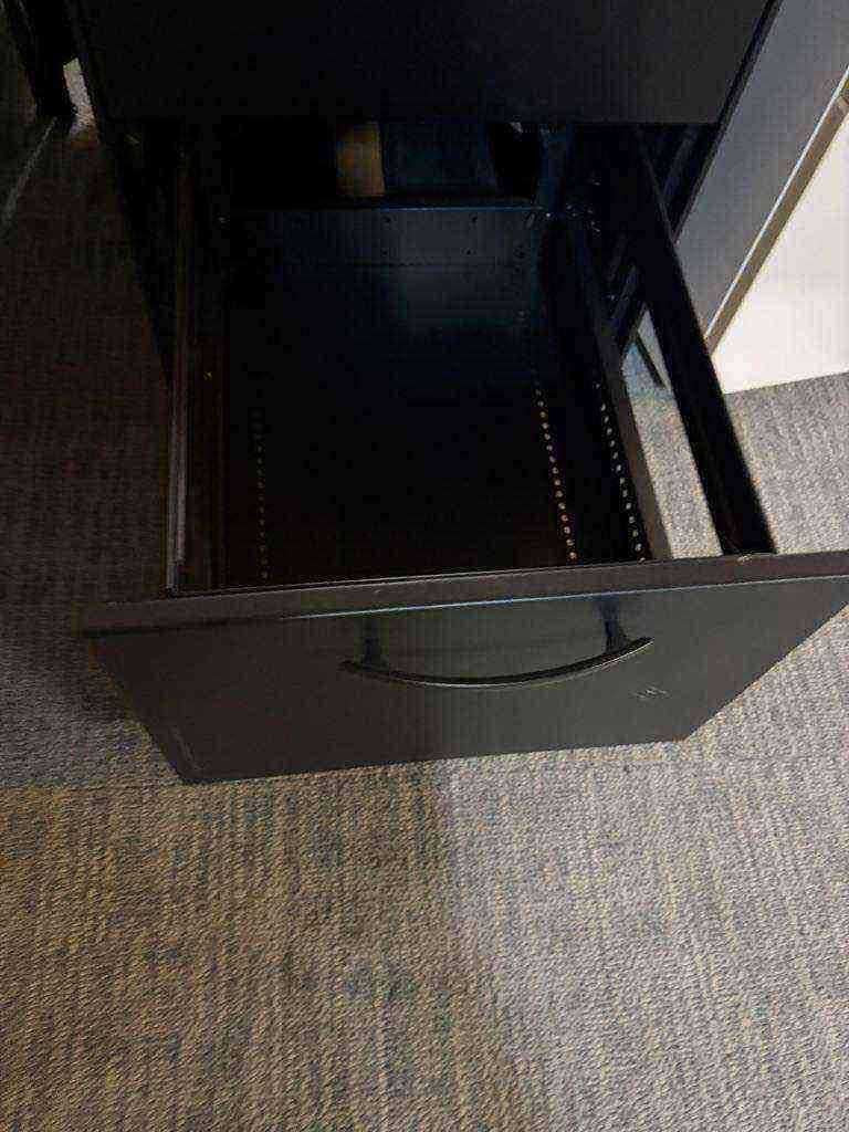 Used office pedestal two drawer black metal H=52cm W=42cm D=54cm