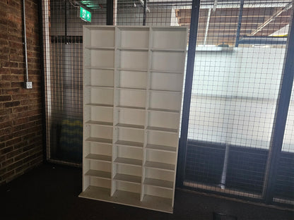 Pigeon hole media unit in white 3x9 | CDs, DVDs, Bookcase storage unit height-adjustable, removable shelves H:180cm W:102cm D: 15cm, 23cm