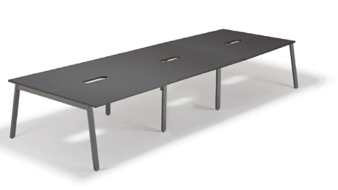 Dark Grey 4 or 6  Pod Office Hot Bench Desk 4 pod 240cm x 160cm or 6 pod 360cm x 160cm