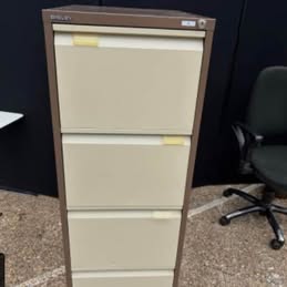 Used brown 4 drawer filing cabinet office filing H 132cm D 62cm W 47cm