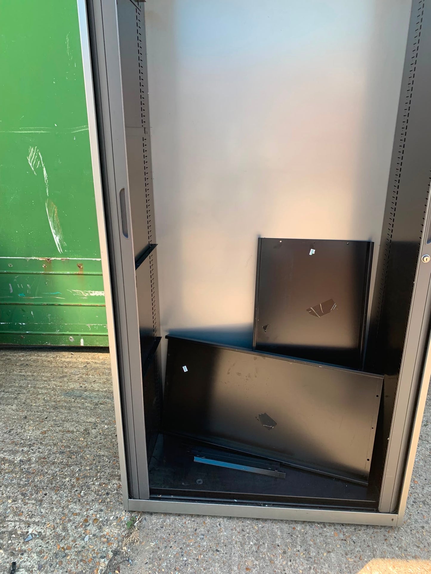 Second Hand Silver Metal Double Door Tambour