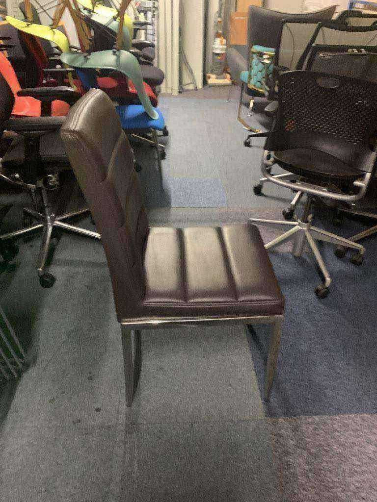 Used leather look chairs brown dining meeting office