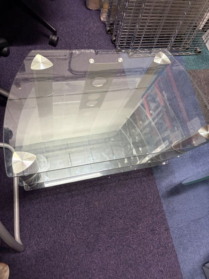 Used coffee table Glass TV Stand with Two Shelves H 51cm W 80cm and 57cm at the back D 45cm