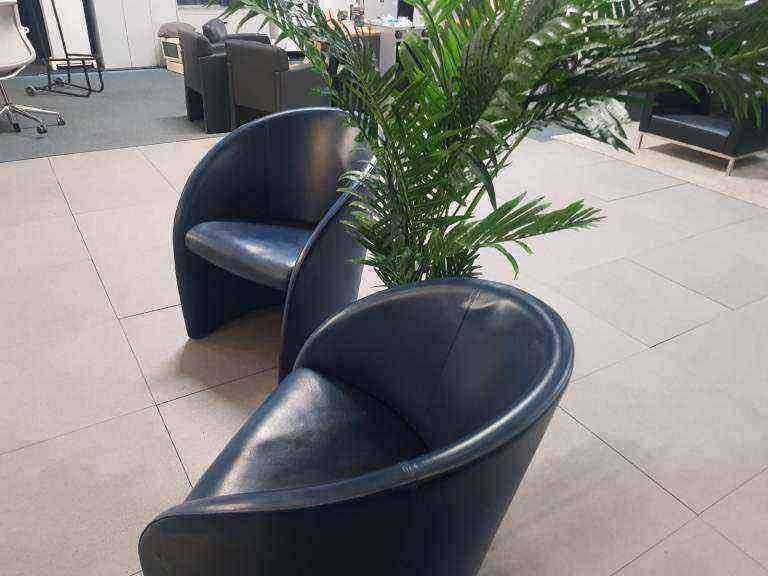 Used reception vintage armchairs - Blue leather Poltrona Frau style £90 each