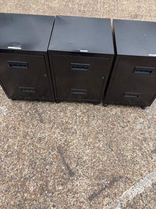 Second hand 2 drawer black pedestal under desk drawer office storage