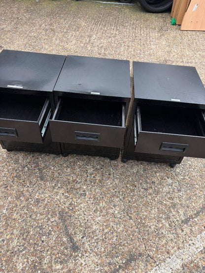 Second hand 2 drawer black pedestal under desk drawer office storage