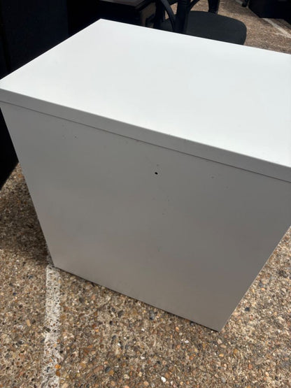 Used white 2 drawers office filing cabinet storage lockable D 62cm W 47cm H 71cm