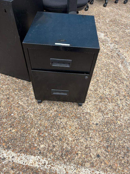 Second hand 2 drawer black pedestal under desk drawer office storage